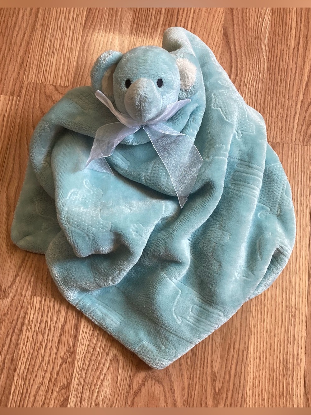 Thro Elephant Embossed Baby Lovey 28" Security Blanket Blue Green Animals 2021